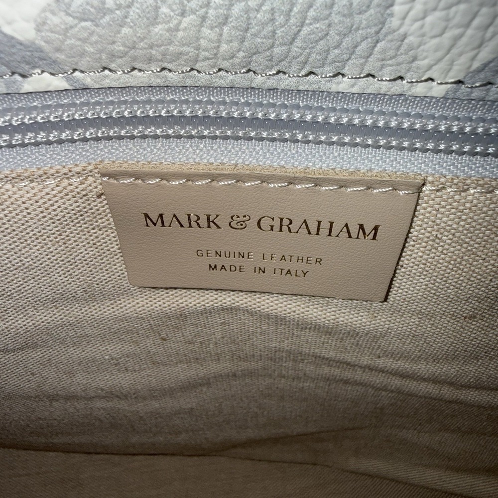 Mark & Graham Elisabeth White Gray Camo Large Leather Tote Bag Purse Handbag - Picture 11 of 14